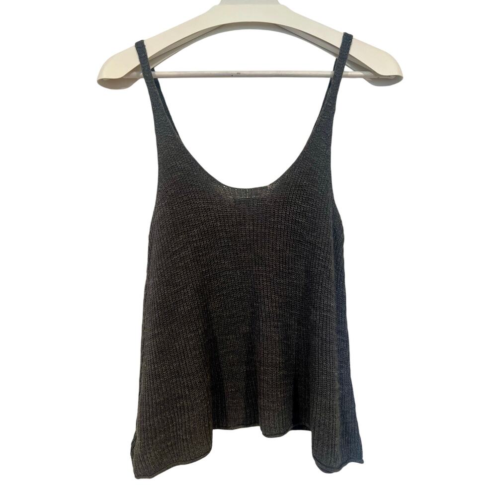American Eagle Outfitters Charcoal Grey Knit Tank Top Boho Coastal Minimalist - Picture 4 of 6